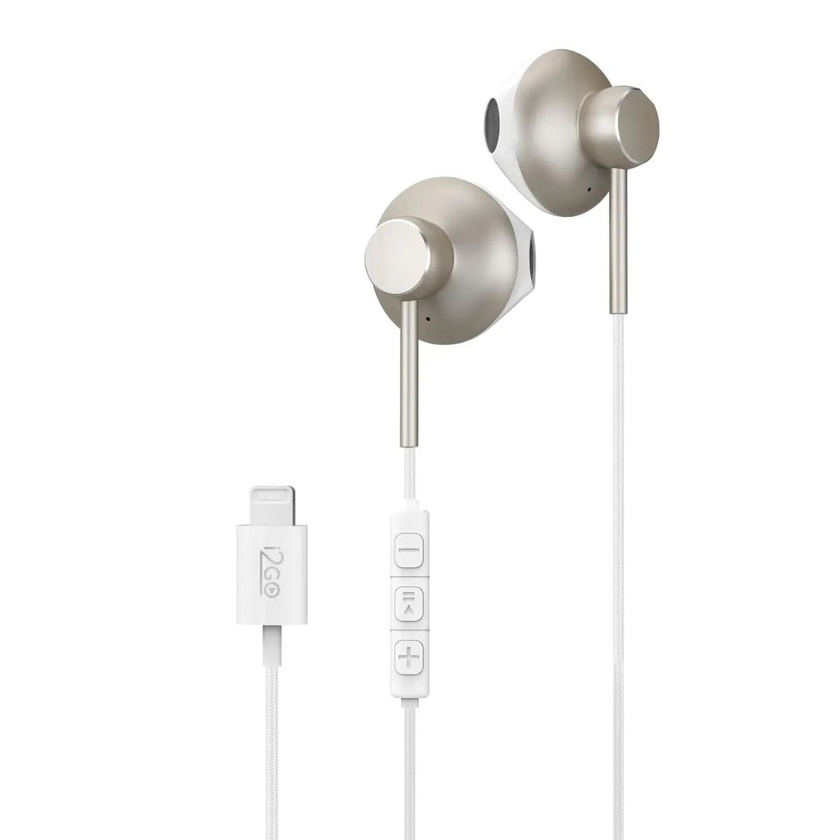 i2GO, Fone de Ouvido Lightning ProEar025, Branco com Dourado