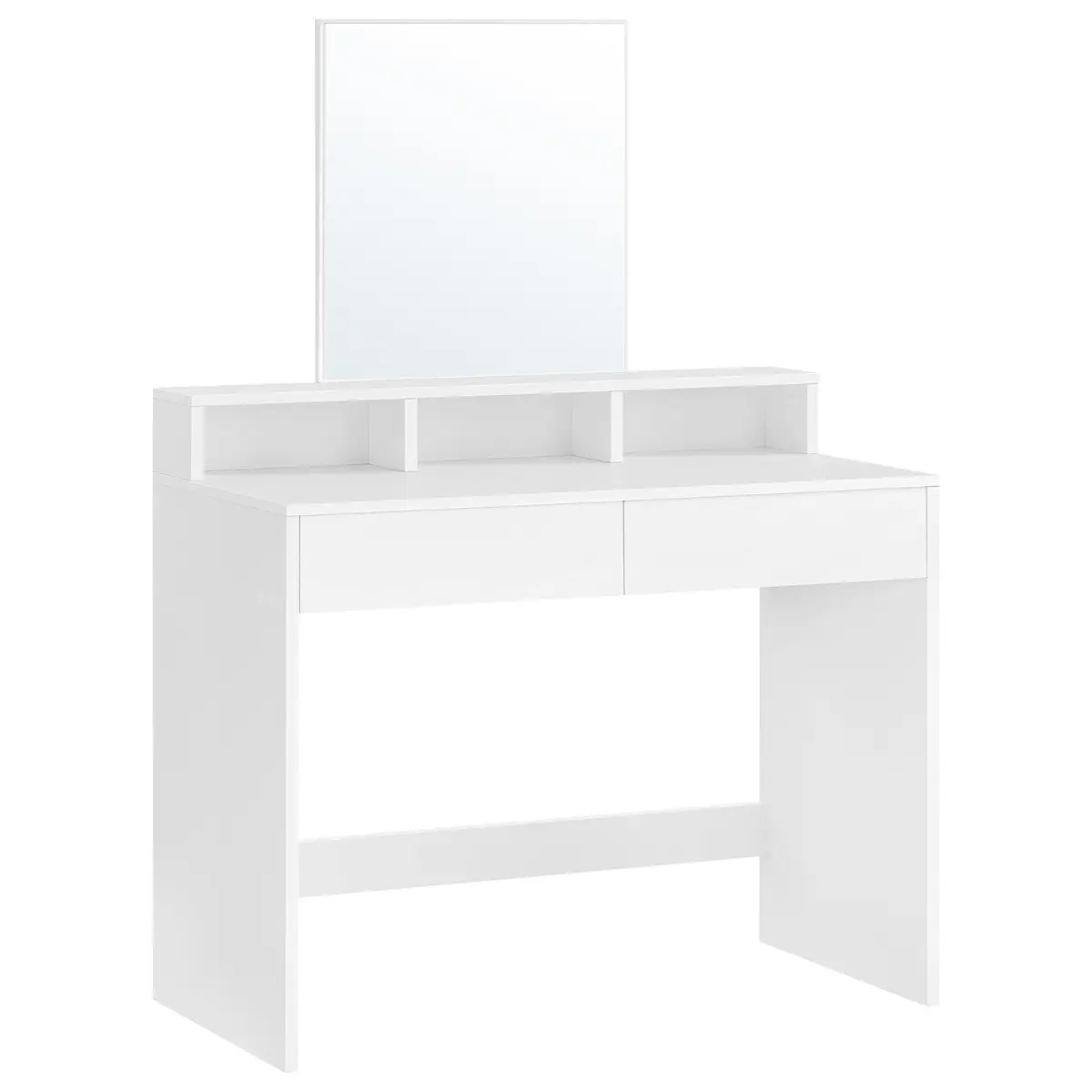VASAGLE KAILYN Coleção, Penteadeira com Espelho Retangular, 2 Gavetas e 3 Compartimentos, Mesa de Maquiagem Moderna, Branco Nuvem BRRDT113W01