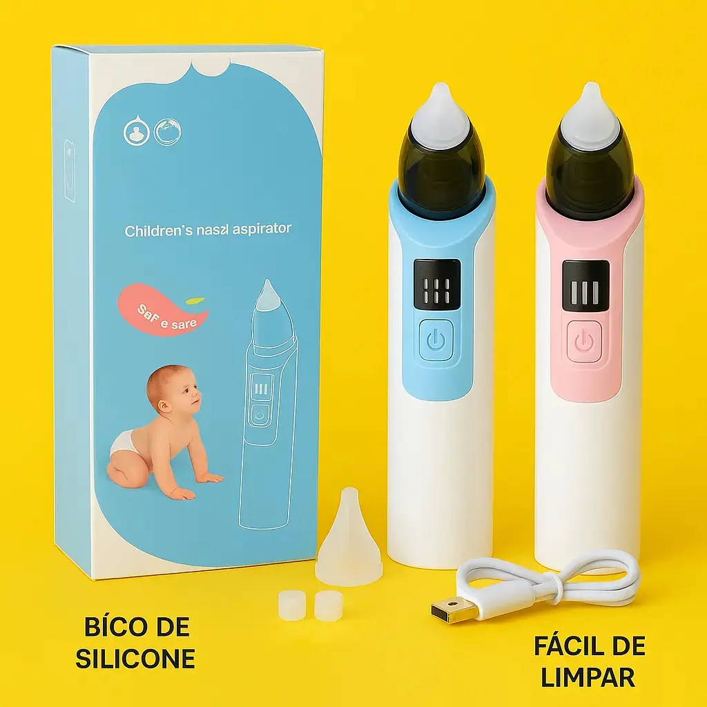 Sugador Aspirador Nasal Elétrico Infantil Recarregável Azul thumbnail 2