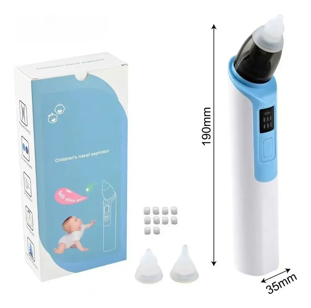 Sugador Aspirador Nasal Elétrico Infantil Recarregável Azul thumbnail 4