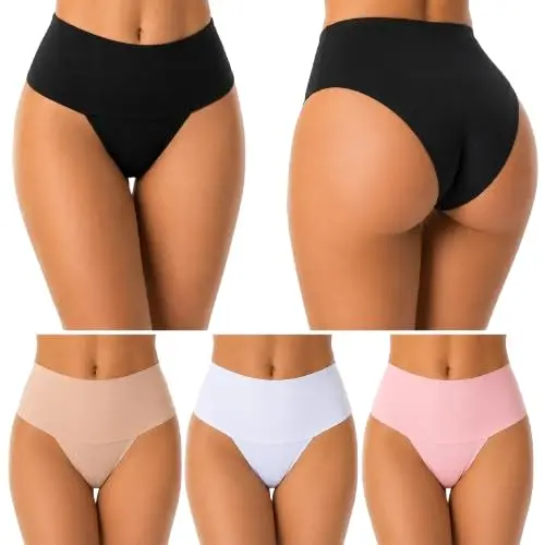 Kit com 5 Calcinhas Fitness Femininas Eva Lingerie: Cós alto duplo, compressão para barriga, conforto e estilo. Cores sortidas: Preto, Branco, Chocolate, Sensuale e Romance