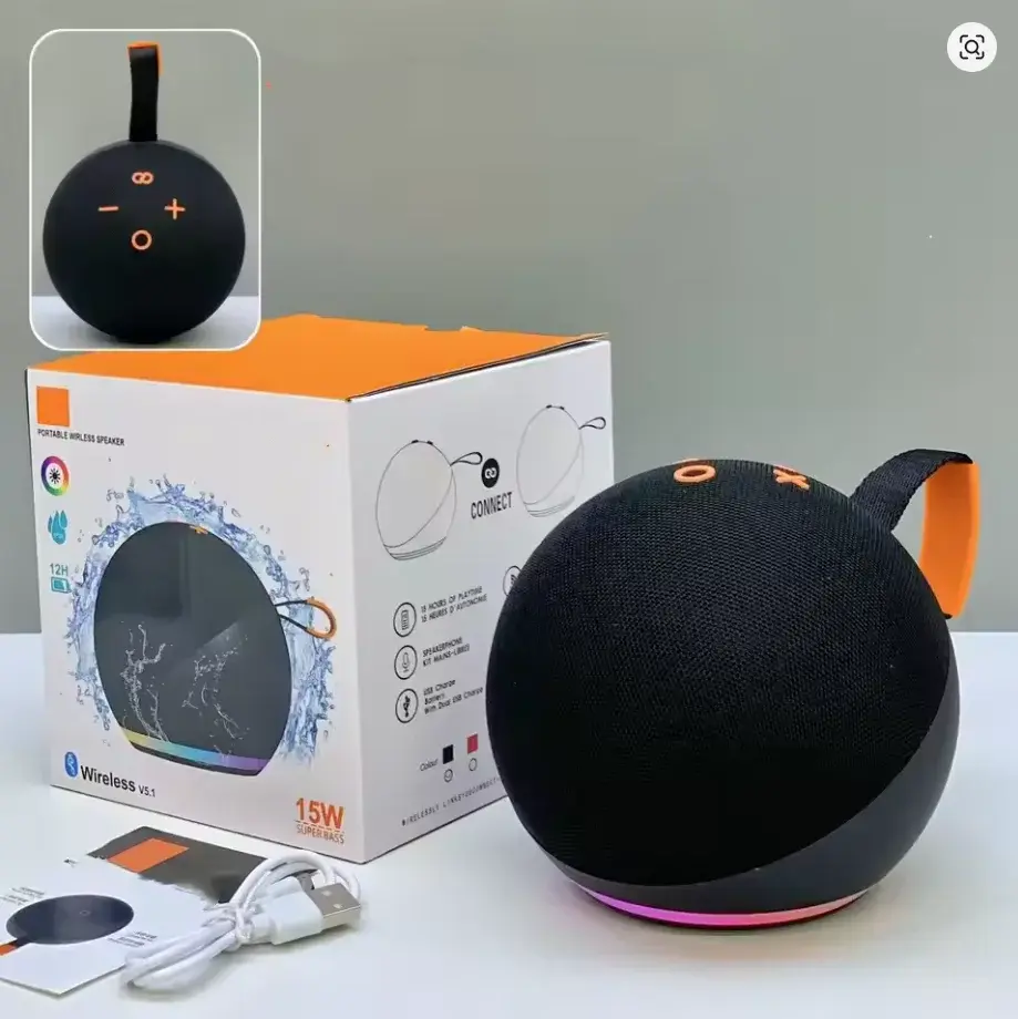 Caixa de Som Bluetooth Brasil 5ª Geração Sem Fio para Exterior com RGB e Subwoofer para Casa