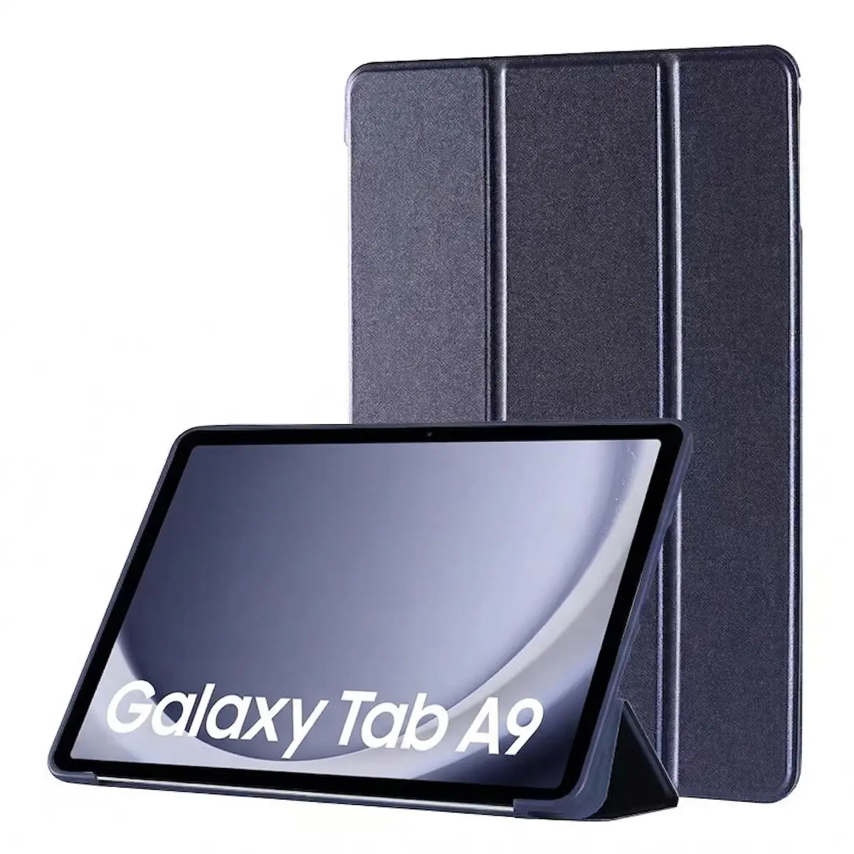 Capa compatível com Samsung Galaxy Tab A9 e A11 8.7 Silicone Aveludado com Tampa Magnética Liga Desliga Automático, Suporte Dobrável Multiângulo Estudo Vídeos Leitura (Azul escuro) - 1