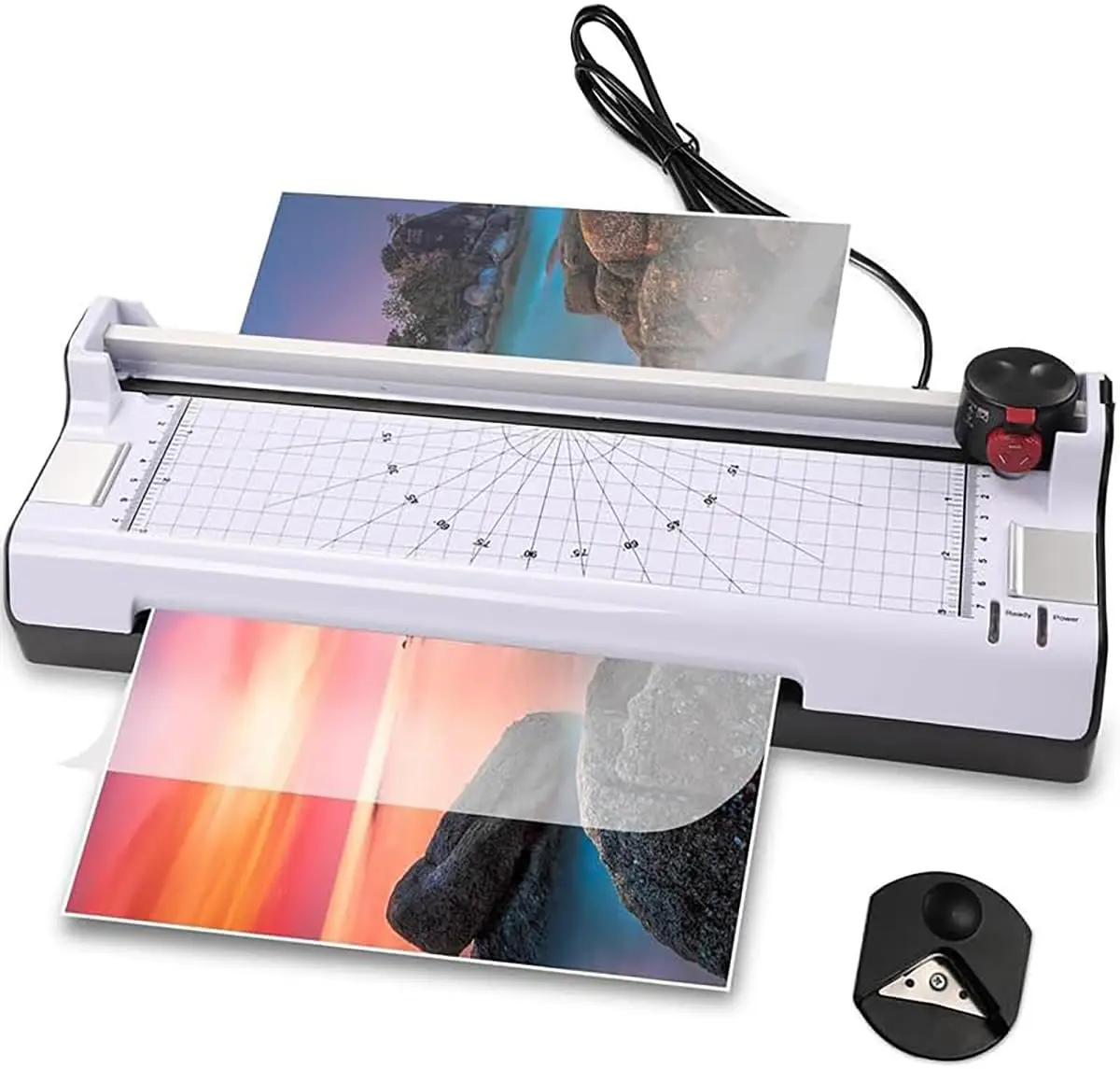 Plastificadora e Laminadora 110V/ 220V Com Refiladora, Portátil Máquina de Plastificar Para Formatos A4 e A5 Compacta Fácil De Usar, Inclui 20 Folhas Filme Laminado 10 (110, Volts)