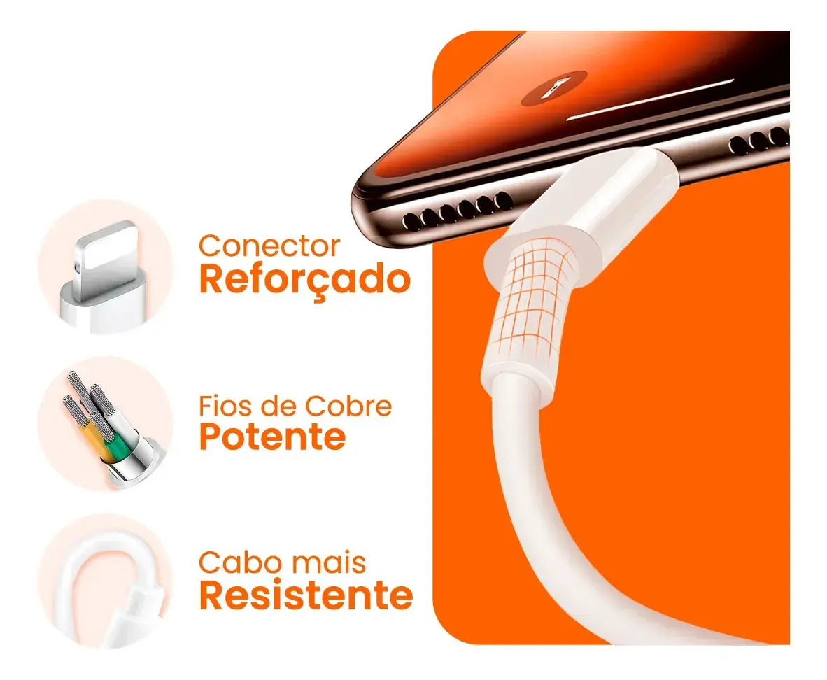 Carregador Compativel Com iPhone 8 X Xr 11 12 13 14 Pro Max Turbo Fonte Tipo C Premium thumbnail 5