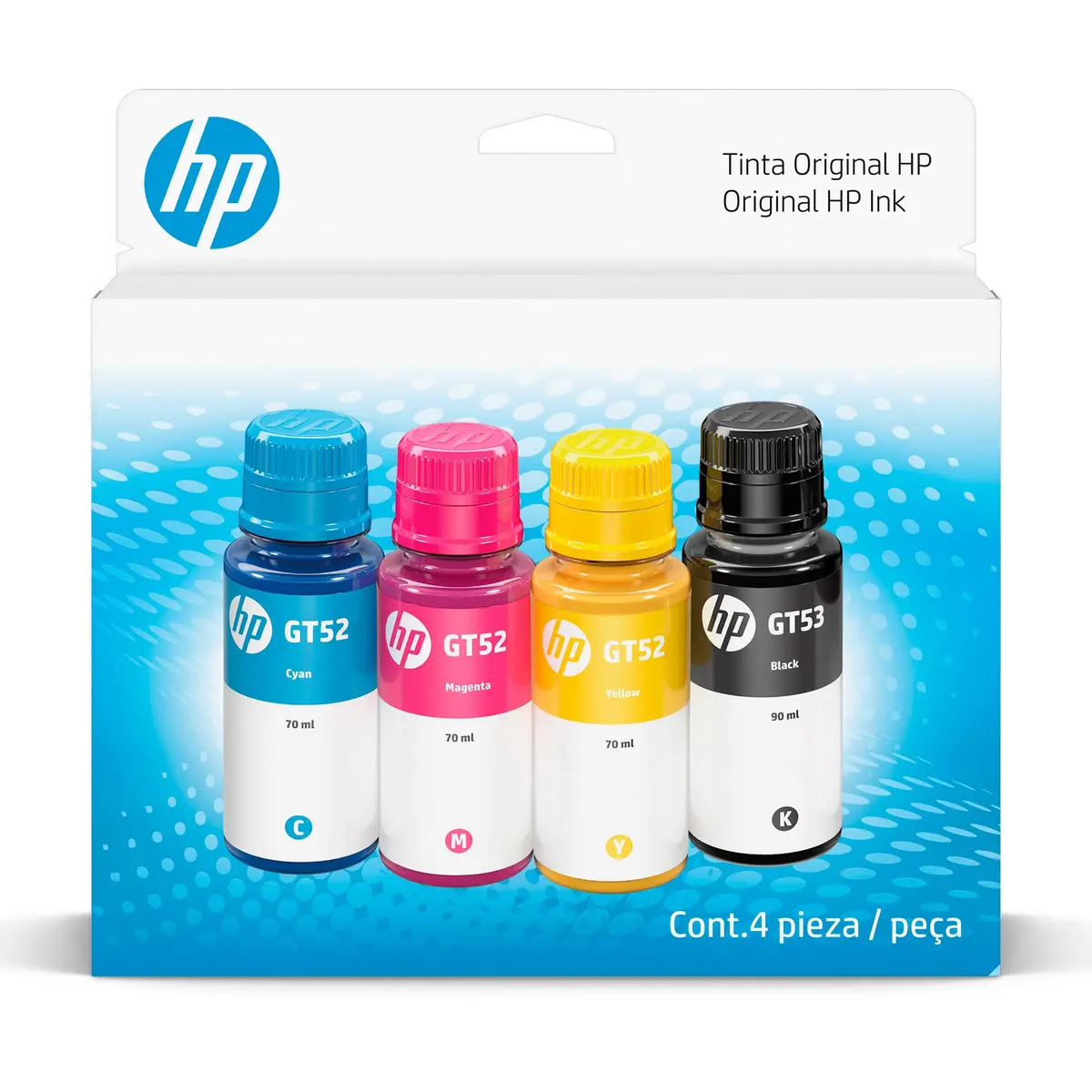 Kit Garrafa de Tinta HP GT (9F3N4AL) Ciano, Magenta, Amarelo. Para impressora HP Deskjet 5810, 5820
