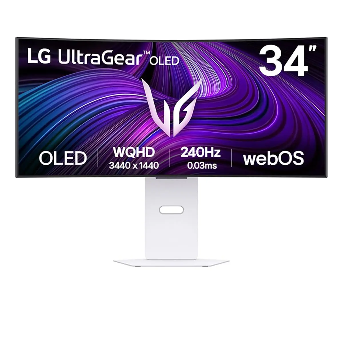 Monitor LG UltraGear Smart OLED Curvo 34”, QHD 2K, 240Hz, 0,03ms (GtG), DCI-P3, HDR400, NVIDIA G-SYNC, AMD FreeSync Premium, Branco - 34GX90SA