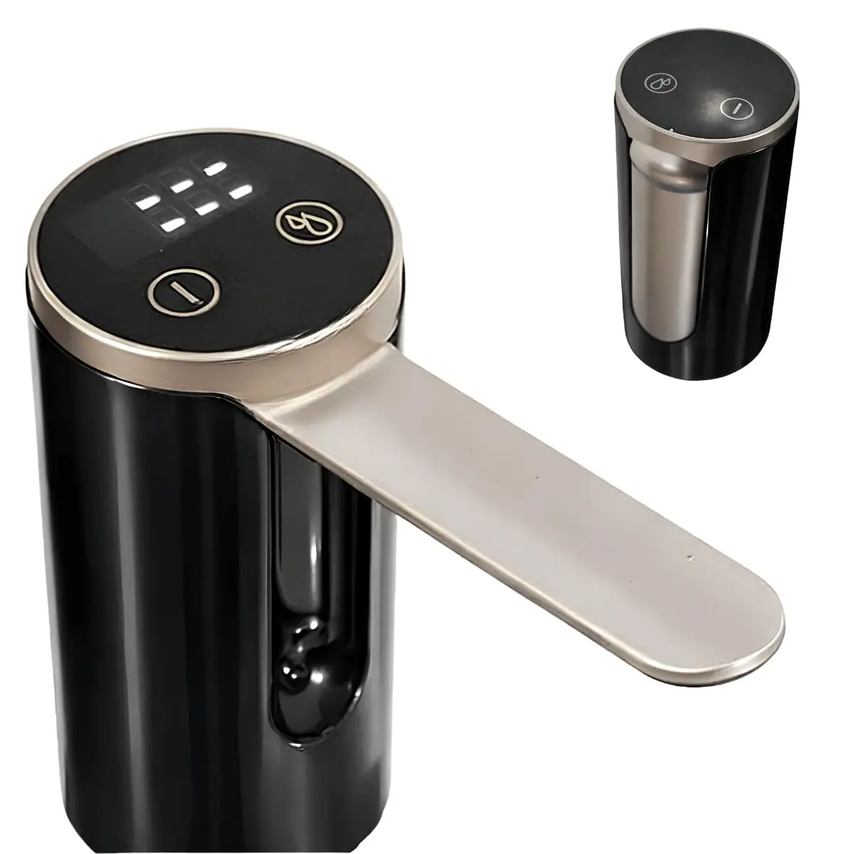 Bomba De Água Galão Recarregavel bebedouro Dispensador sugador puxador Automático Display Digital e Botão Smart Touch Linha Premium (Preto) - 1