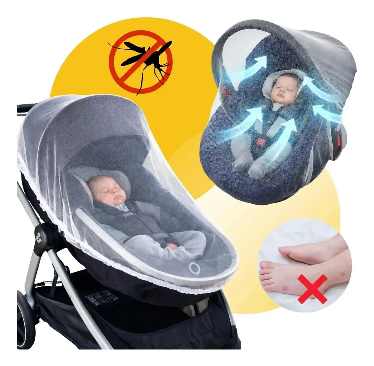 Mosquiteiro Para Carrinho Bebê Conforto Portátil Universal Branco