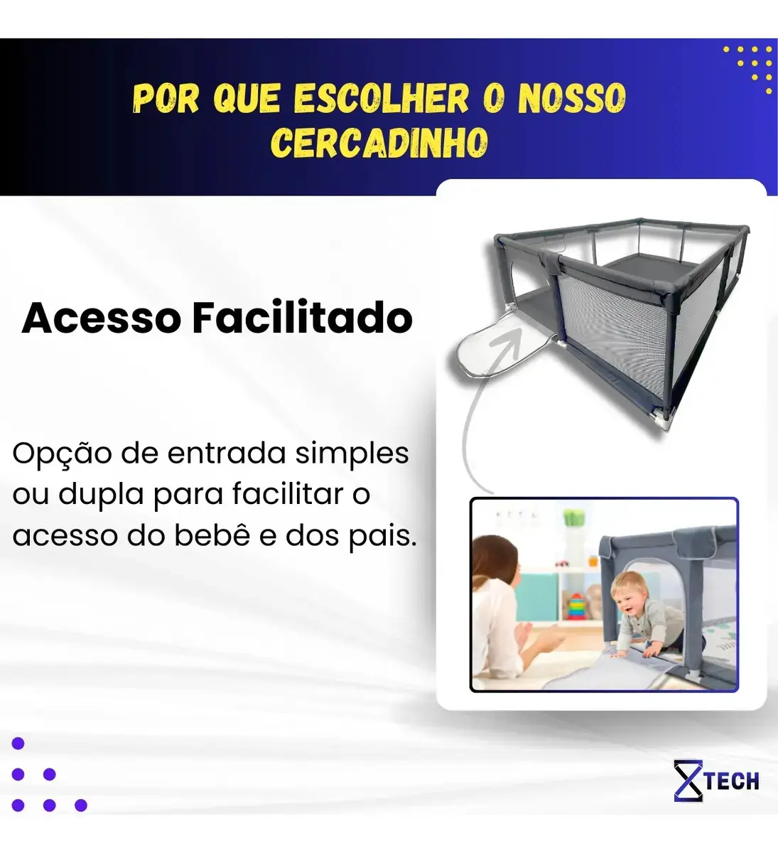 Cercadinho Bebê Infantil Chiqueirinho Cercado Grande 180x150 Proteção - 8X TECH thumbnail 8