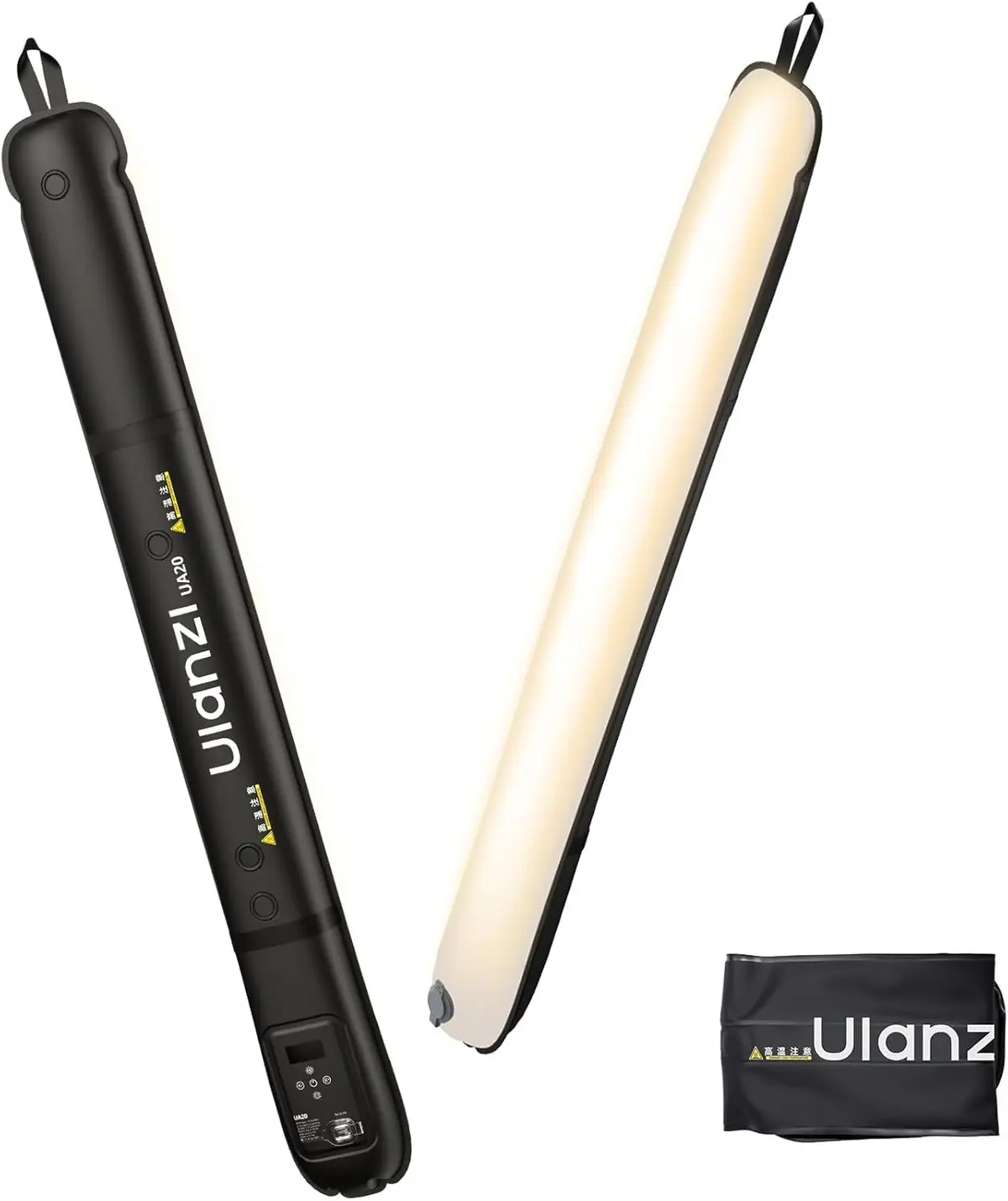Ulanzi UA20 Luminária de Tubo Inflável Bi-Color 20W, Portátil com Ímãs e Temperatura de Cor 2700K-6500K (CRI 95+), Barra de Iluminação para Streaming e Fotografia com Montagem 1/4"