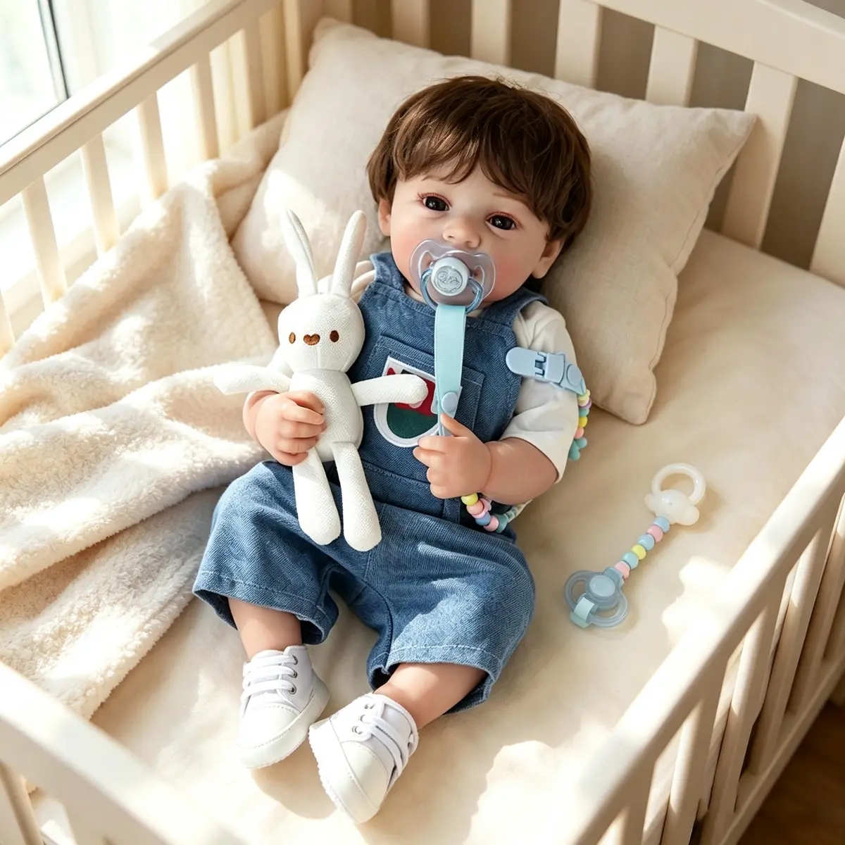 Brastoy Bebê Reborn Boneca de Silicone Menino Realista Pintado Original 48cm (Menino Coelho)