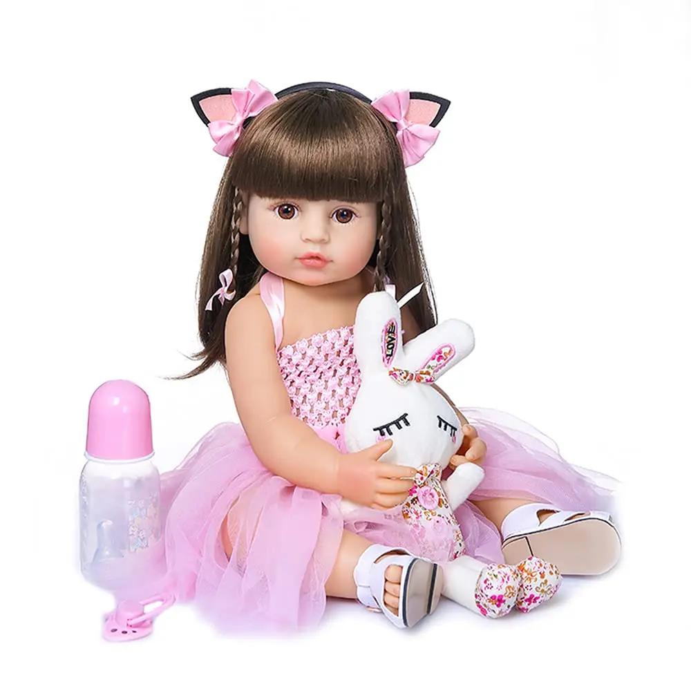 Bebê Reborn Boneca Menina 100% silicone pode dar banho criança presente Original Princesa 55CM