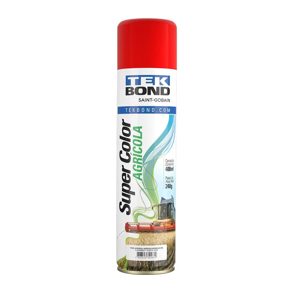 Tinta aerossol Tek Bond Agricola Vermelho MS - 240 g/ 400 ml - 1