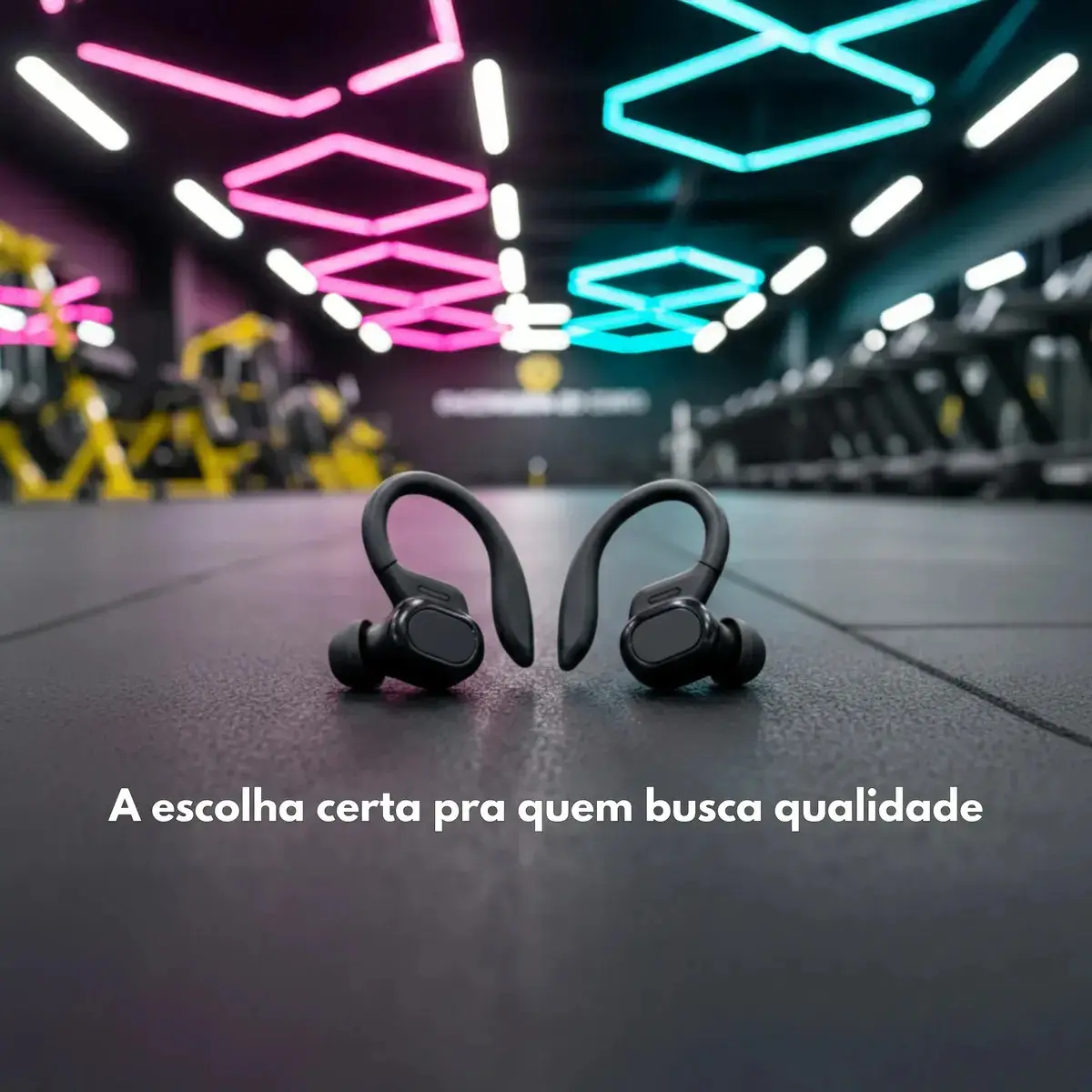 Fone de Ouvido Bluetooth 5.3 Tws Sem Fio Esportivo Compatível Com iPhone Samsung Xiaomi Motorola Com Gancho Premium KAPBOM Preto thumbnail 2