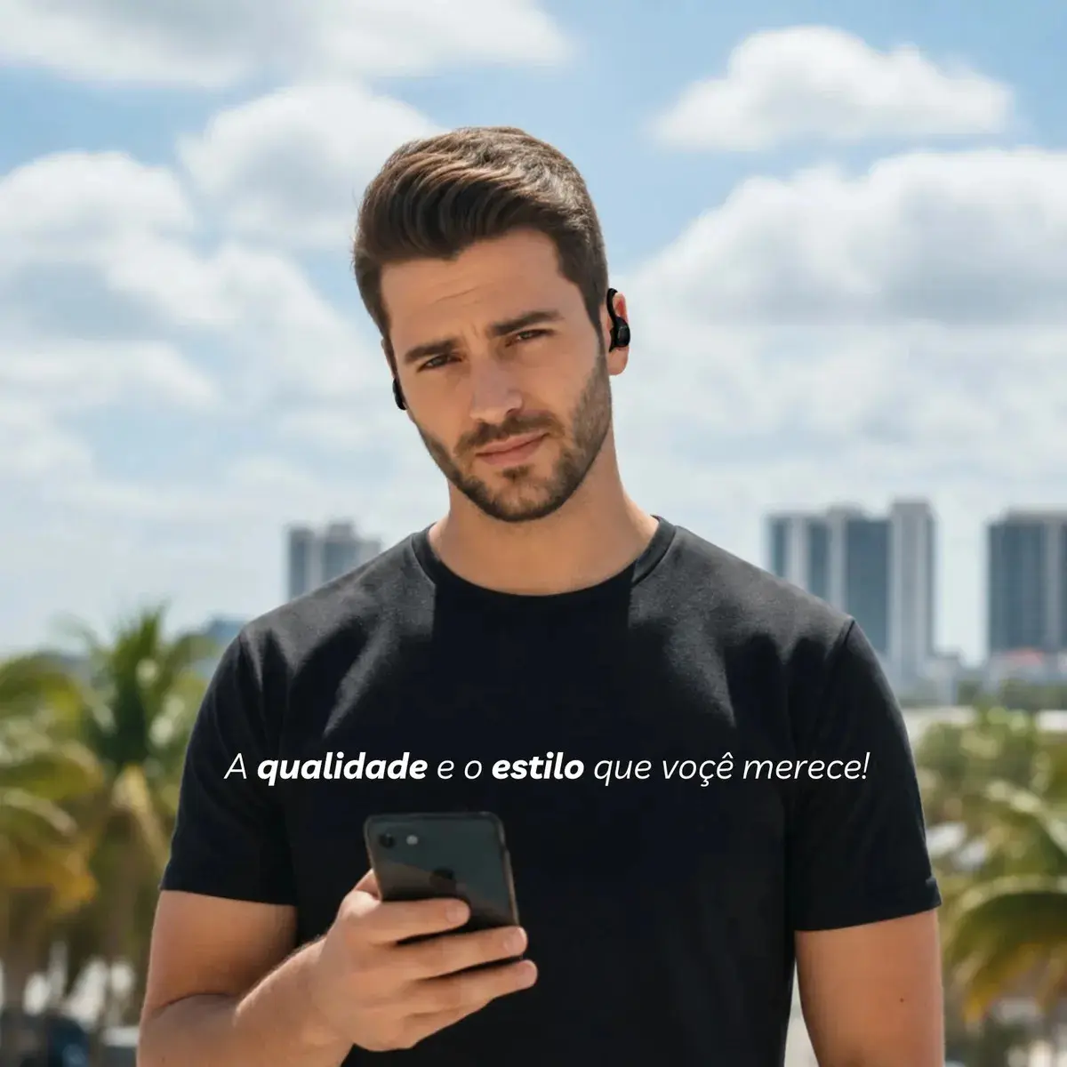 Fone de Ouvido Bluetooth 5.3 Tws Sem Fio Esportivo Compatível Com iPhone Samsung Xiaomi Motorola Com Gancho Premium KAPBOM Preto thumbnail 7