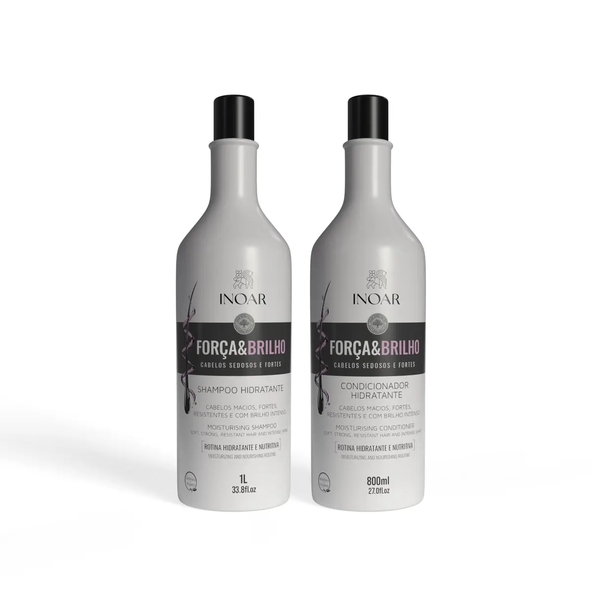 Inoar, Força & Brilho, Kit Shampoo 1L E Cond 800ml, Cabelos Fortes, Macios, Brilho Intenso - 1