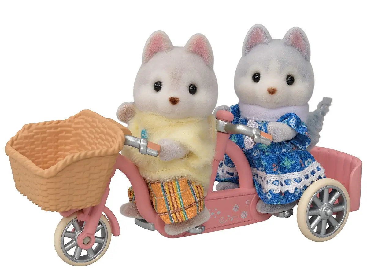 Sylvanian Families - 5637 Conjunto Bicicleta Dupla - Irmã e Irmão Huskys -,Multicolor, 36 meses - 12 anos - 1