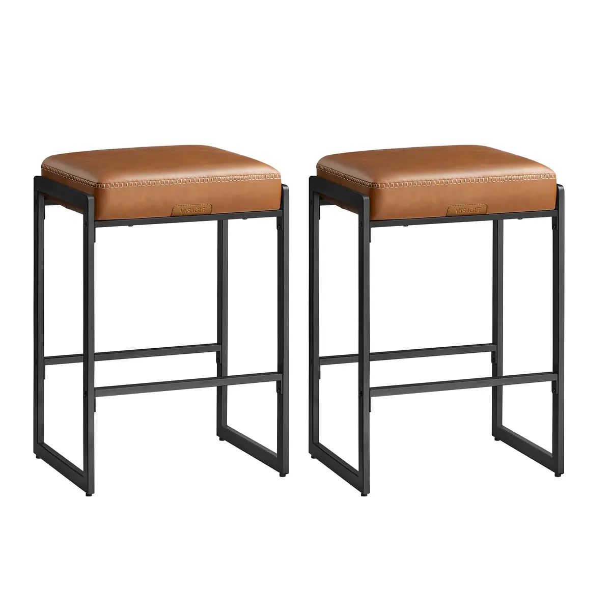 VASAGLE EKHO Banqueta Alta para Balcão, Kit 2, Banco Alto de Bar | Banquetas para balcão de cozinha e bar, banquetas altas para balcão, 66 cm de altura, Caramelo, Coleção EKHO ULBC086K01