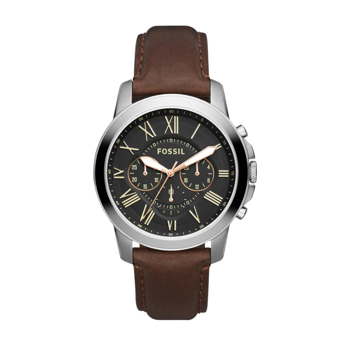 Fossil Relógio masculino, cronógrafo de aço inoxidável de quartzo Grant para homens