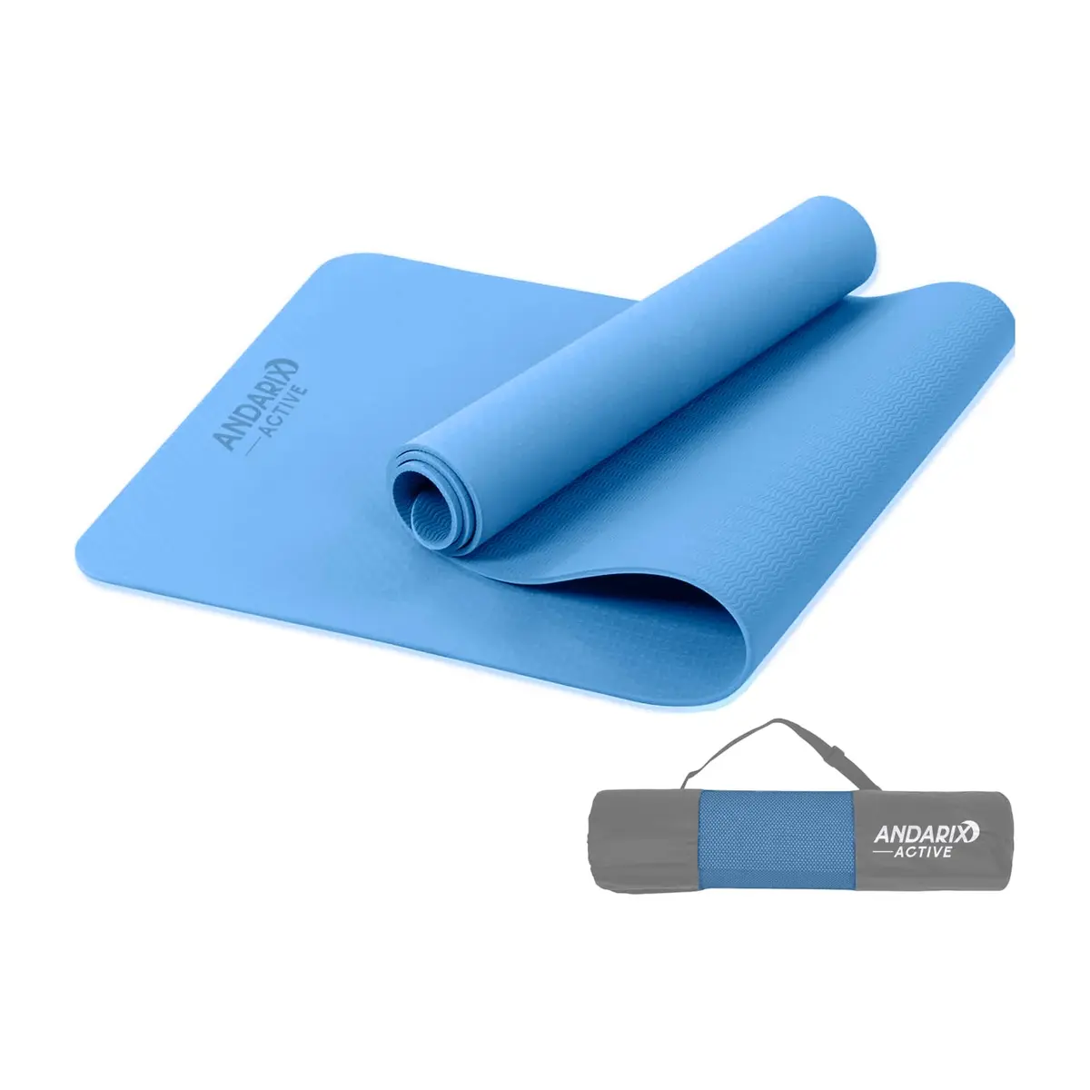 Tapete de Yoga TPE com Bolsa Antiderrapante Andarix Active | Pilates e Ginástica, Superfície Texturizada, Impermeável e Lavável, Leve e Compacto, Amortecimento para Articulações