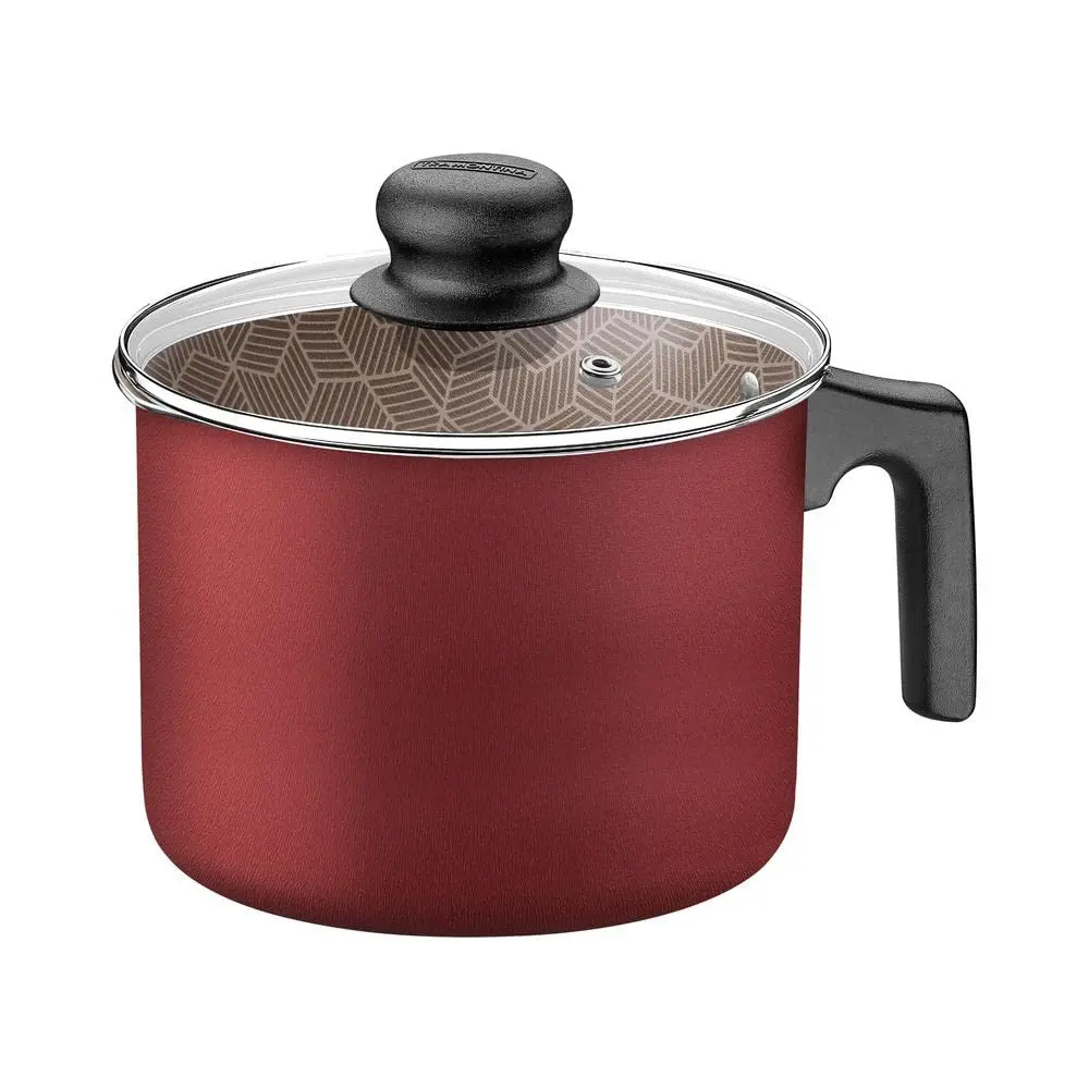 Fervedor Tramontina Paris em Alumínio com Revestimento Interno e Externo em Antiaderente Starflon Max Vermelho com Tampa de Vidro 14 cm 1,9 L