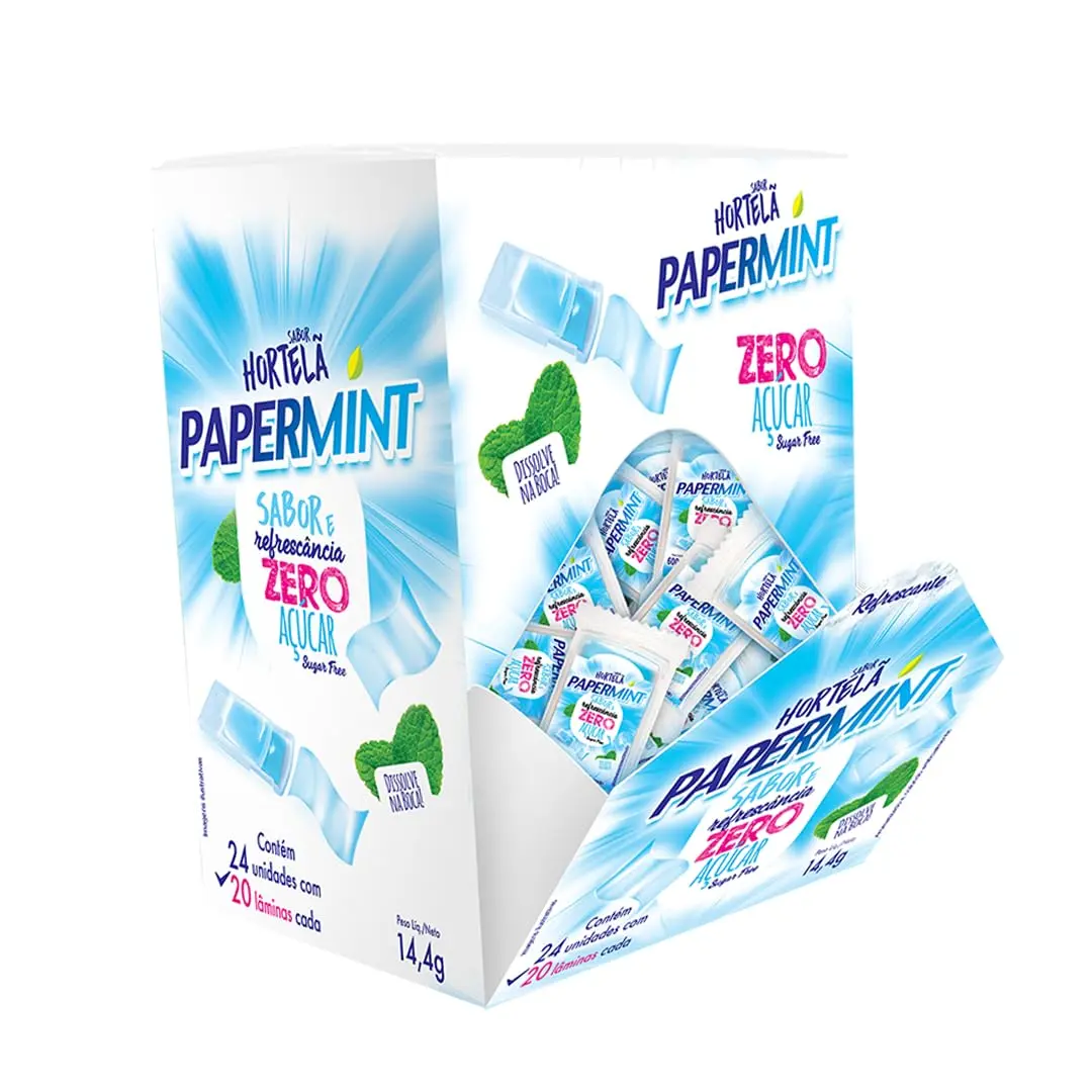 Lâminas Refrescantes de Hortelã Papermint, 0,6g | 12 Pacotes com 24 Unidades