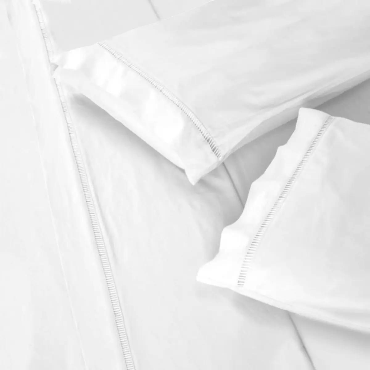 Casa Dona Jogo Lençol 400 Fios Queen Casal Ponto Palito 4Pcs Casa Dona (Queen, Branco)