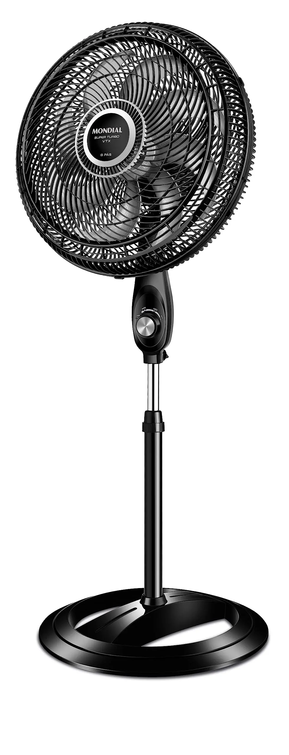 MONDIAL Ventilador Coluna, Turbo 8 Pás - 40cm, 110V, Preto/Prata, 140W - VTX-40C-8P