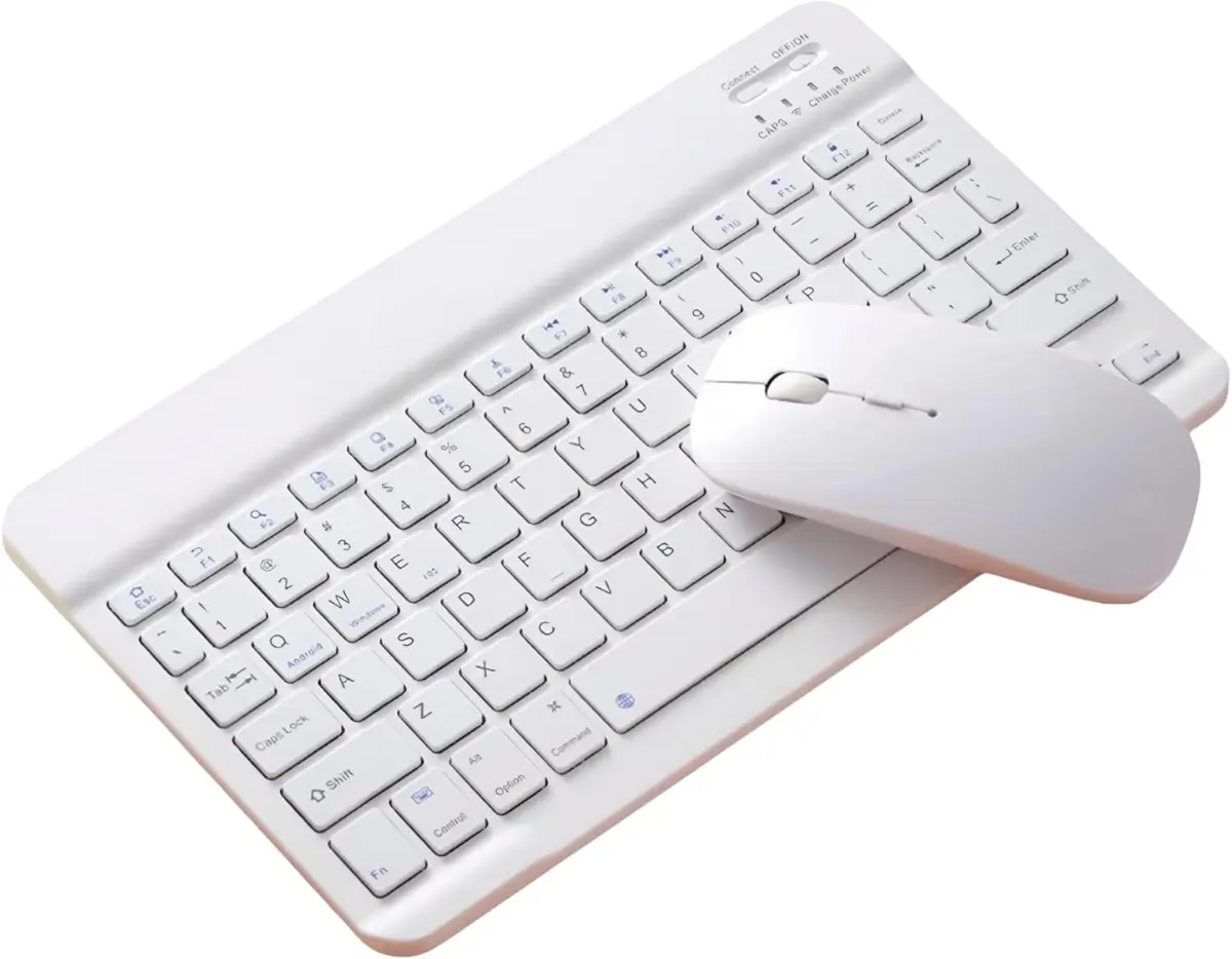 Kit Teclado e Mouse sem Fio Bluetooth Magnético para Tablets e Celulares Compatível com Windows/Mac/Android Para Lite P610 Tab S6 (Branco)