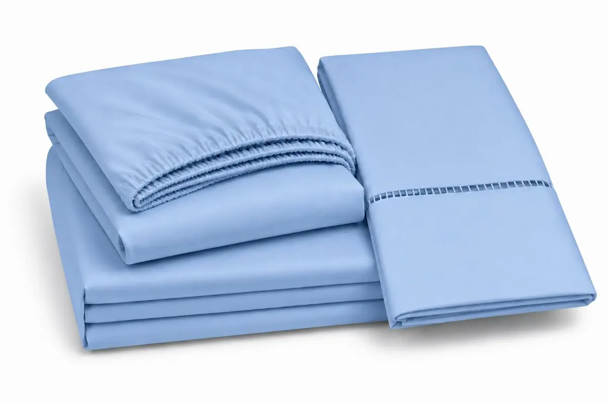 Conjunto de Lençóis de Berço 3 Peças Percal 200 Fios de Algodão Premium (Azul) - 1