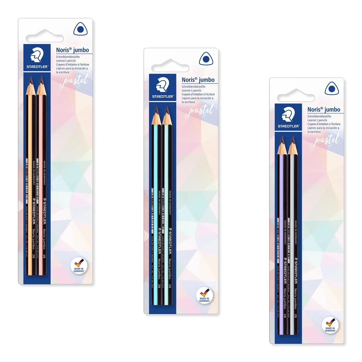 STAEDTLER Lápis Grafite Noris Triangular Jumbo 2 Unidades - 119 BK2 - Corpo Ergonômico, Mina Resistente à Quebra