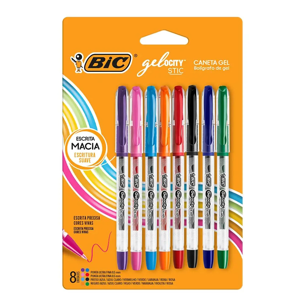 BIC, Caneta em Gel, Gelocity, Ponta Fina, 8 Cores - 1