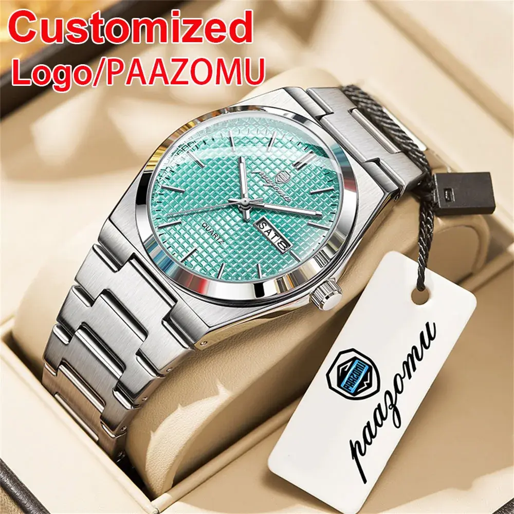 Relógio Personalizado PAAZOMU Luxuoso para Homens, Relógio de Moda Luminoso à Prova d'Água com Cronógrafo e Data para Homens, Relógios de Quartzo Masculinos Reloj