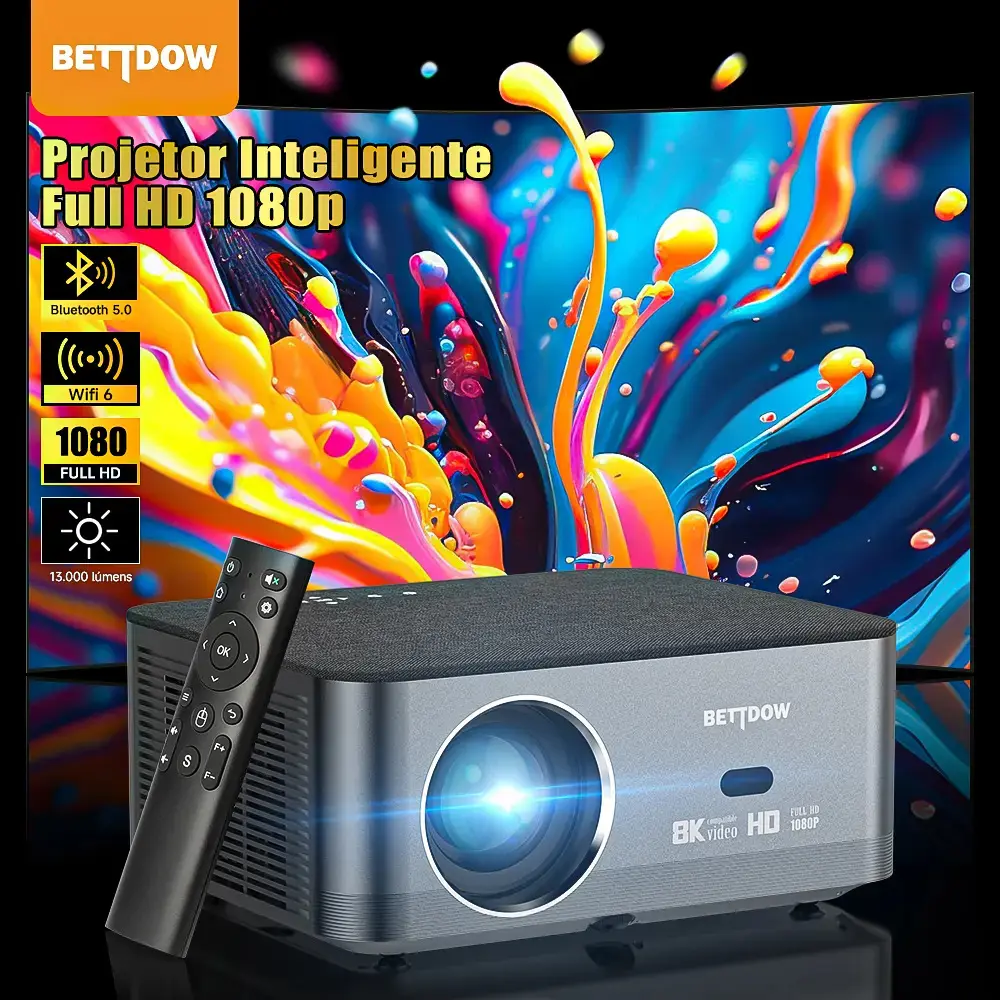Projetor Bettdow Smart Home Wifi6 4K Full HD 1080p 15000lm Android LED Preto thumbnail 3