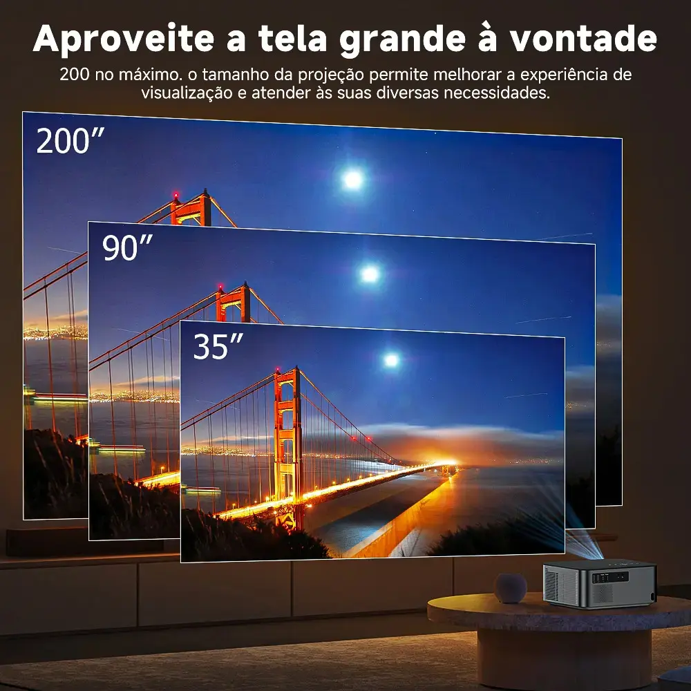 Projetor Bettdow Smart Home Wifi6 4K Full HD 1080p 15000lm Android LED Preto thumbnail 4