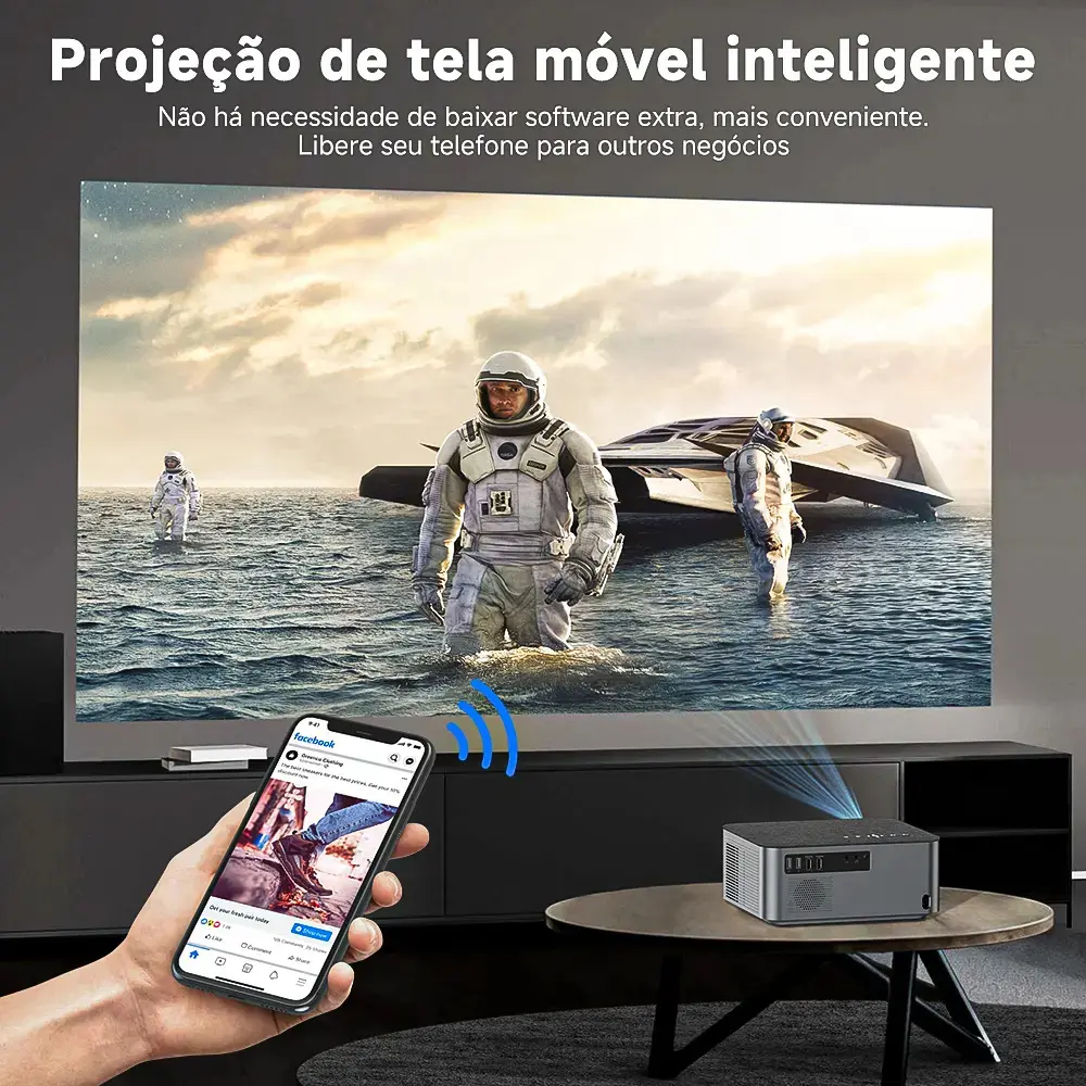 Projetor Bettdow Smart Home Wifi6 4K Full HD 1080p 15000lm Android LED Preto thumbnail 5