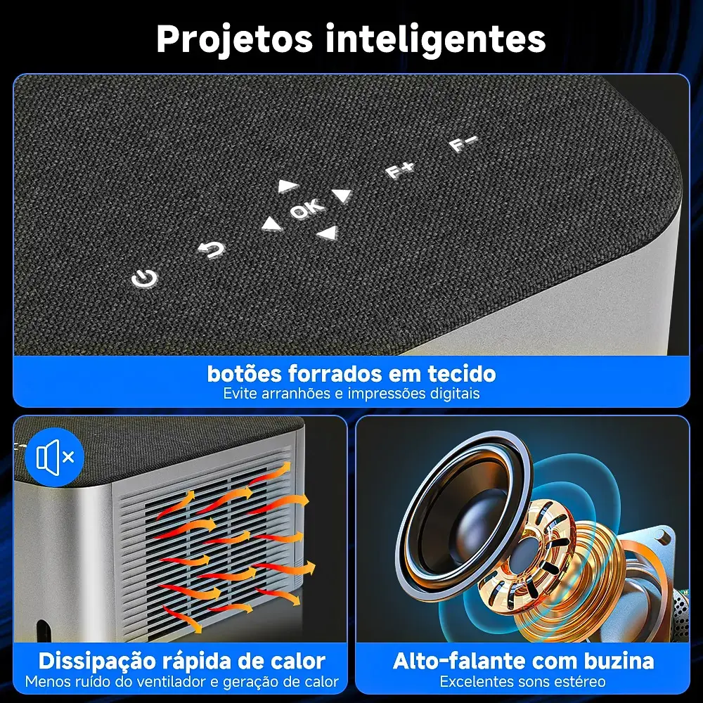 Projetor Bettdow Smart Home Wifi6 4K Full HD 1080p 15000lm Android LED Preto thumbnail 6