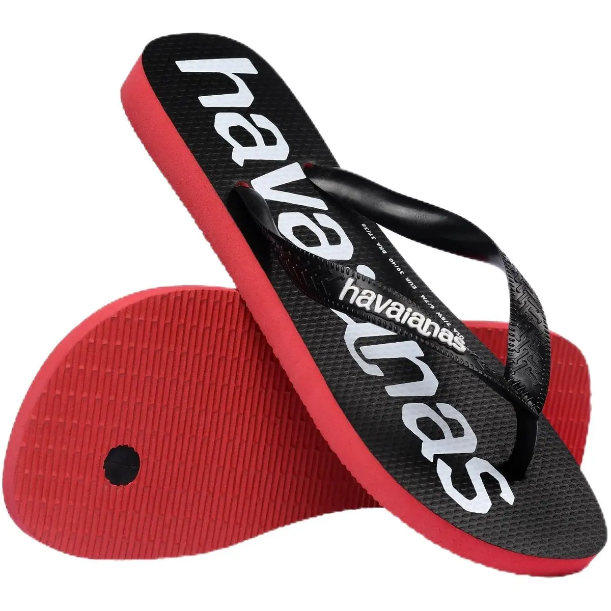 Chinelo Havaianas Top Logomania Cor: Preto/Vermelho Tamanho- 41/42