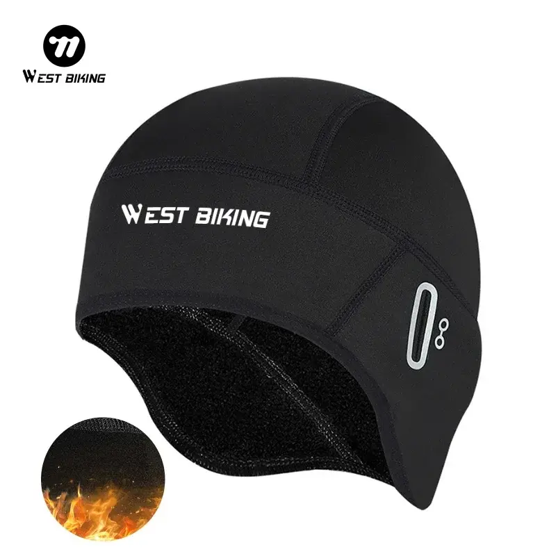 WEST BIKING-Winter Fleece Ciclismo Cap, Thermal Skull Cap, forro do capacete, Windproof, Corrida, Esqui, Motocicleta Equitação, MTB, Bike Hat - 1