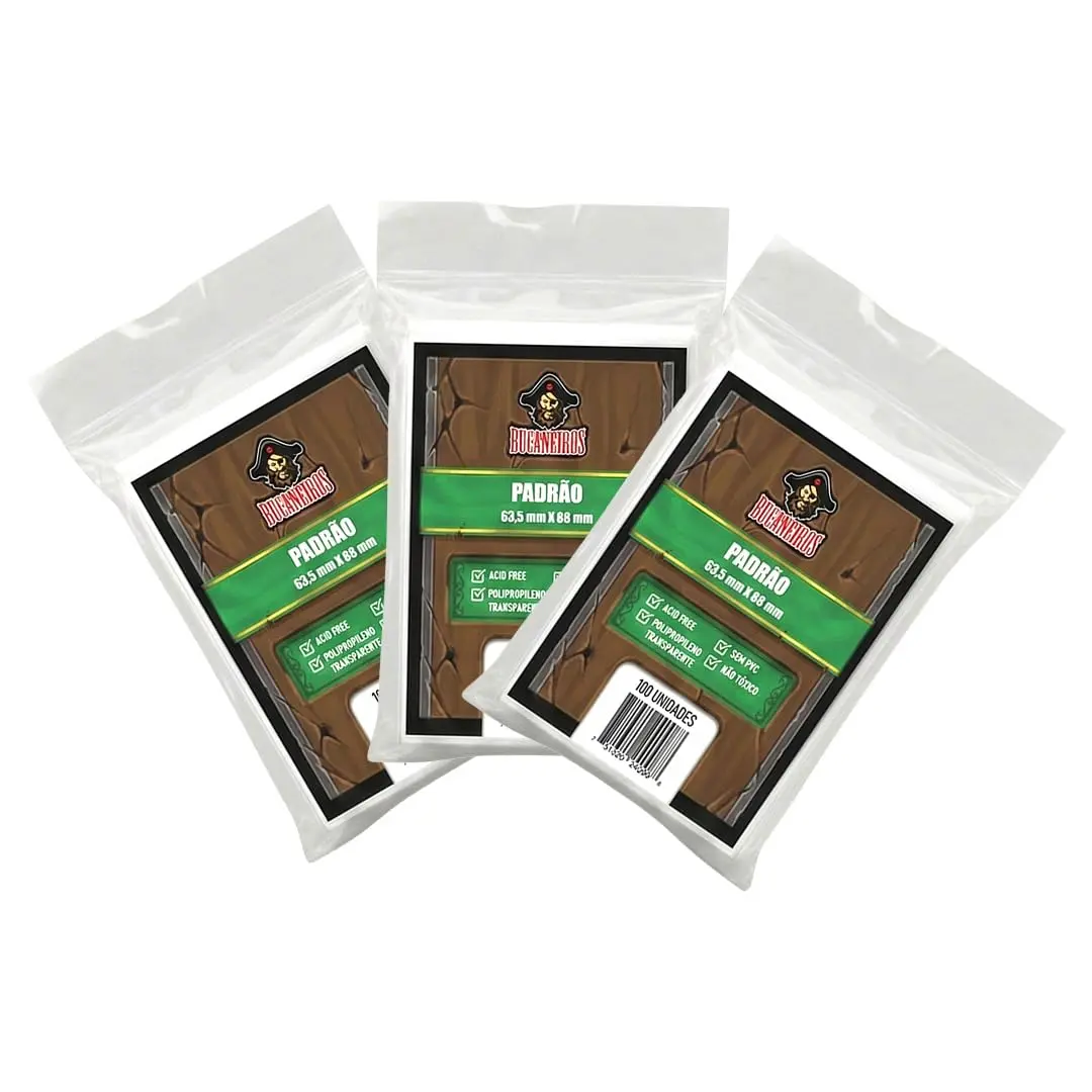 Kit com 3 Pacotes de SLEEVE PADRÃO (63,5 x 88) - Bucaneiros Jogos