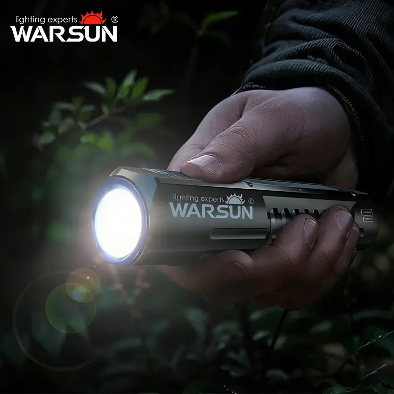Lanterna Tática Portátil WARSUN 2000 Lm de Emergência, Recarregável Tipo C, com LED COB e Ímã - 1