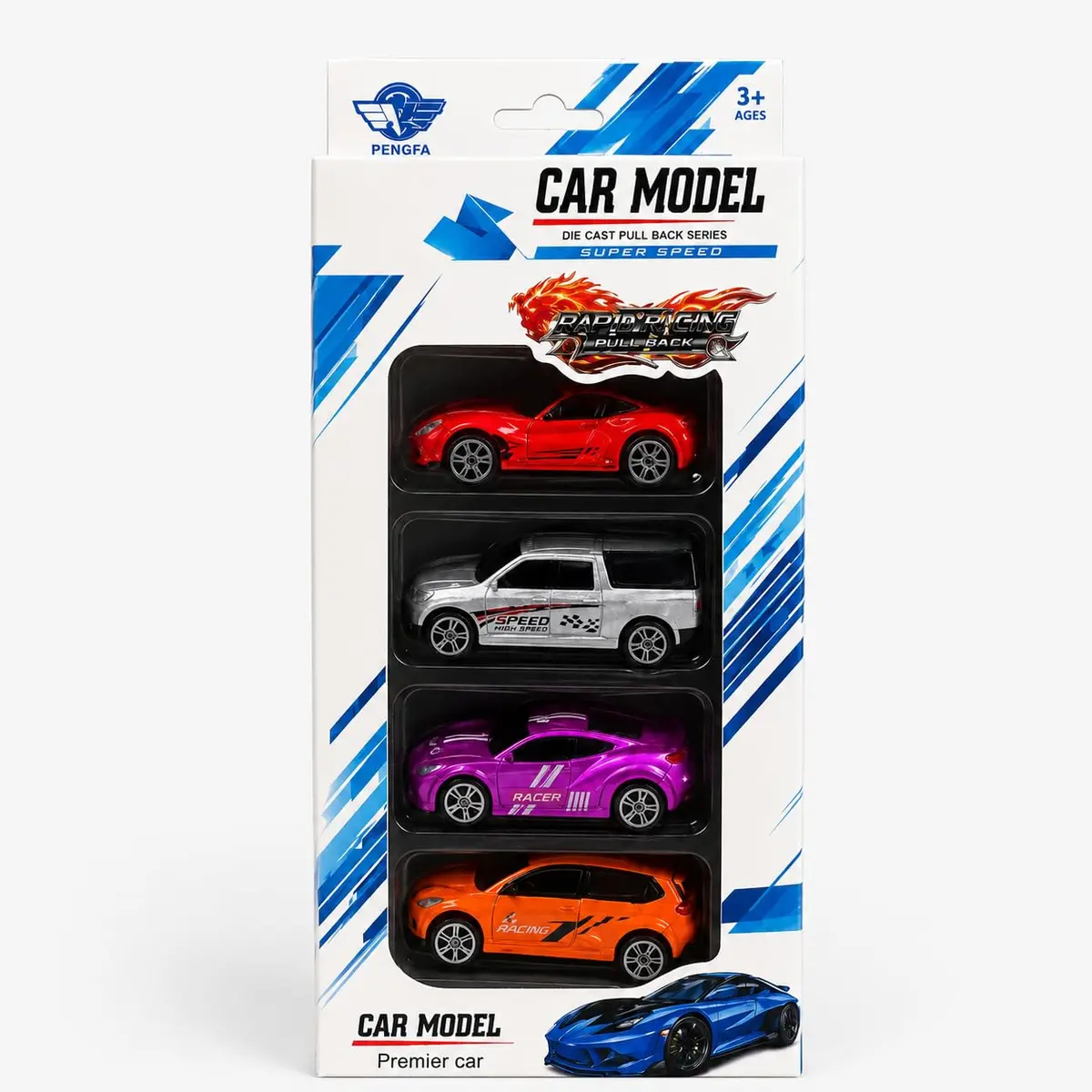 Kit com 4 Carrinhos De Metal (Multicolorido) - 1