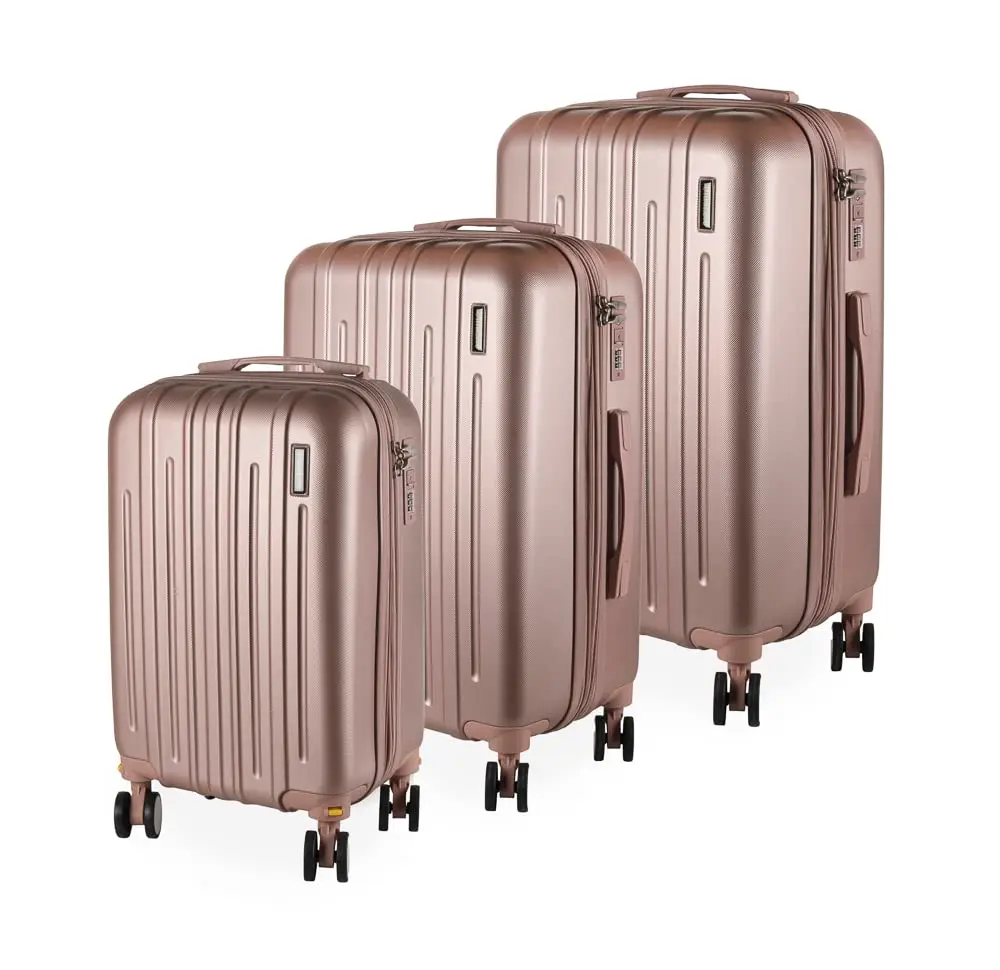 AeroMalas Suécia Conjunto Malas ABS 3 Peças P/M/G Rose | Rodas 360