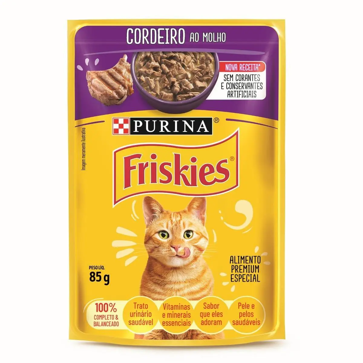 PURINA FRISKIES Cordeiro ao Molho Ração Úmida 85g 15un Gatos Adultos