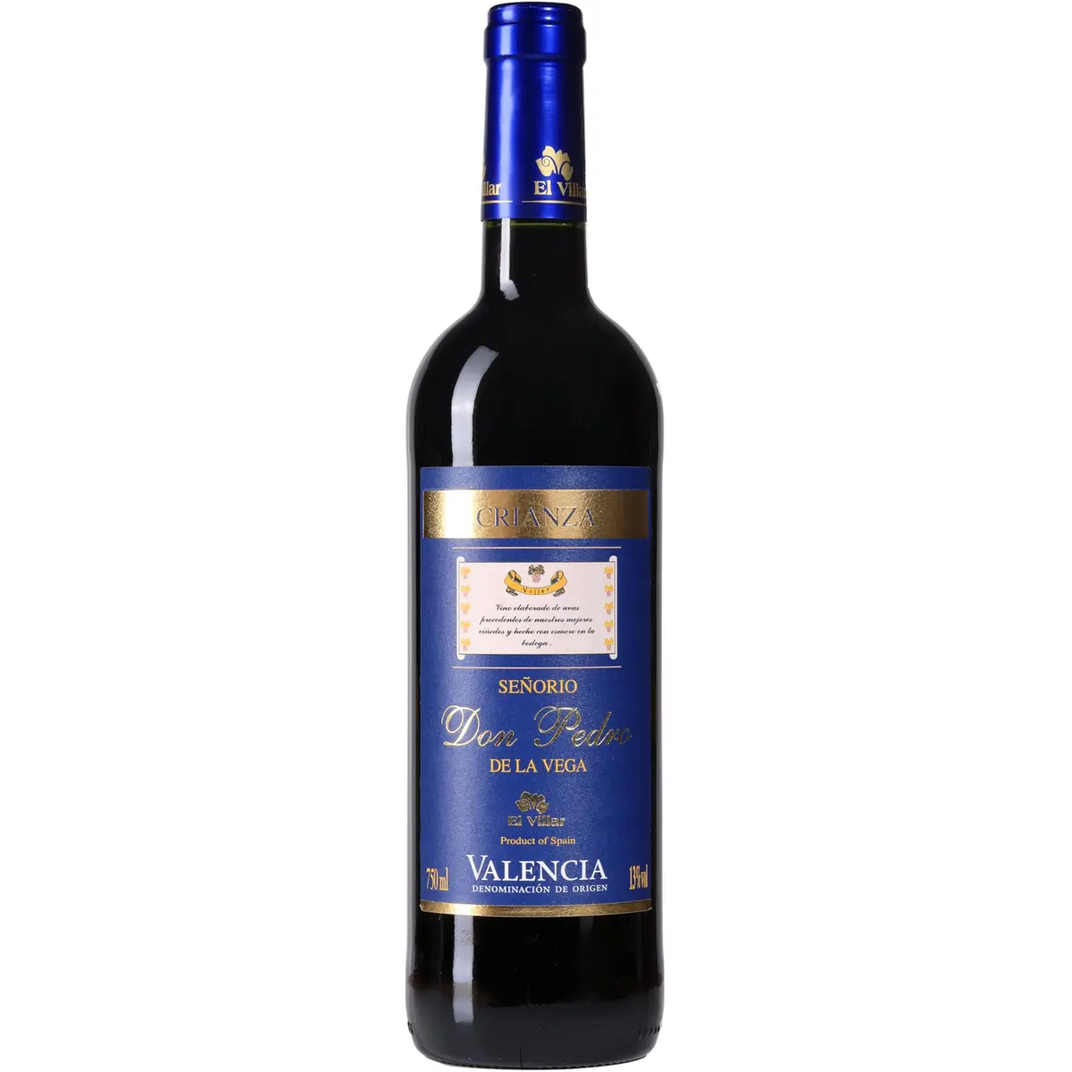 Vinho Tinto Señorio Don Pedro, Tempranillo e Merlot, 750ml | Envelhecido por no mínimo 12 meses em barricas de carvalho e mais 12 em garrafa, produzido em El Villar, Rioja Alavesa