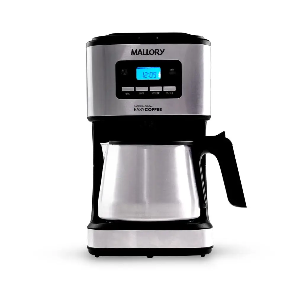 Cafeteira Elétrica Mallory Easy Coffee – Programável, Jarra Inox, 32 Xícaras, Filtro Reutilizável - 220V