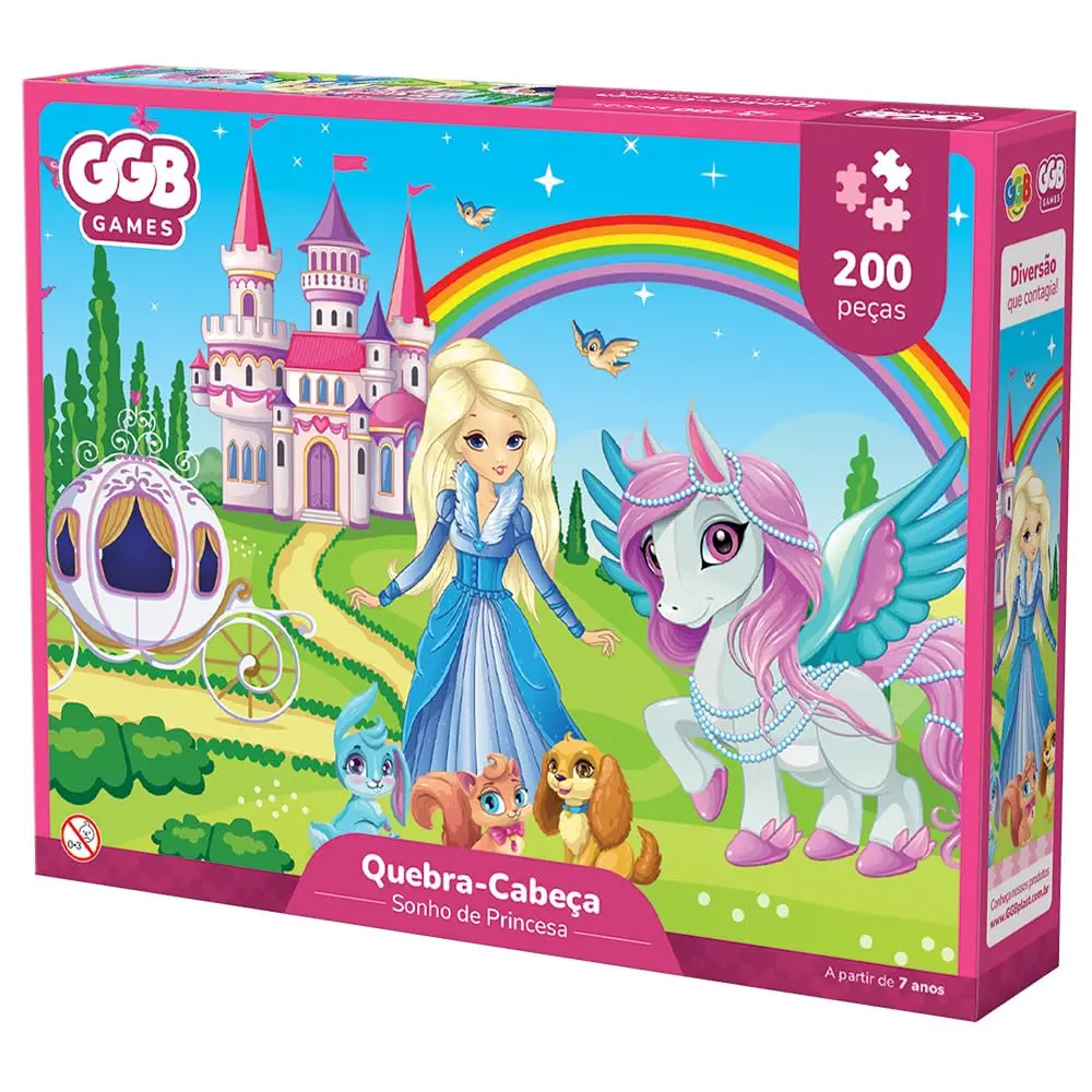 GGB Quebra-Cabeça Infantil Sonho de Princesa 200 Peças