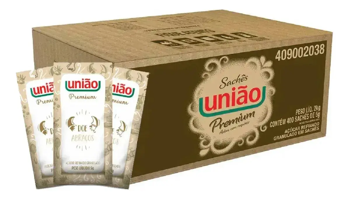 Açúcar União Granulado Sachê 5g Kit Com 400 Unidades - 1
