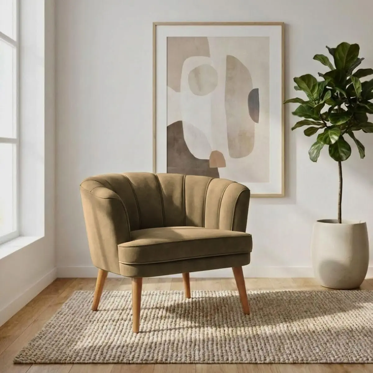 Poltrona Cadeira Decorativa para Sala de Espera Recepção Resistente Ergônomica MOBLAN decor (Cappuccino) - 1